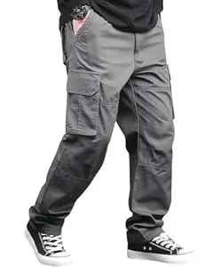 SATVISH Mens Cotton Cargo Pants | Casual Trousers for Men | Drawstring Waist Pant | Comfortable Lower for Men