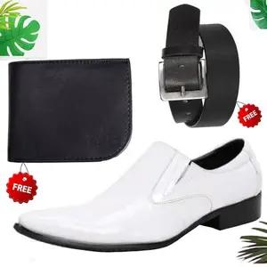 Unique Formal Shoes/Party Shoes/Shoes Combo with Free Wallet & Belt for Men and Boys (BAZAAR569_AXR-TC-401) Multicolor
