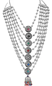 Ishaanvi Fashion Multicolor Long Layered Necklace Fo Women And Girls