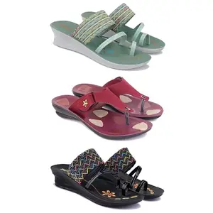 Women's Comfortable Sandal,Casual Lightweight Sandal for Everyday Wear for women's(GR-(COMBO-3)-1948-1974-1952-8)