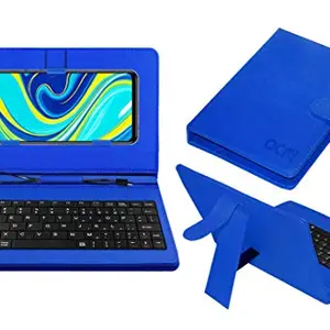 Acm Keyboard Case Compatible with Mi Redmi Note 9 Pro Mobile Flip Cover Stand Plug & Play Device for Study & Gaming Blue