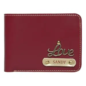 The Unique Gift Studio Customised Men's Leather Wallet - Name & Logo Printed on Wallet - Red