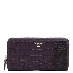 Da Milano Leather Zip Women Wallet - Purple (10034E)