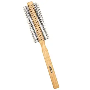 Ankita Round Wooden Hair Brush with Nylon Bristle|Brush With Strong and Flexible Bristles|For Grooming, Straightening, Smoothing, Detangling Hair, Ideal for Men & Women (B40)