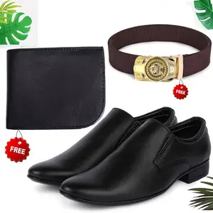Latest Trendy Formal Shoes/Party Shoes/Shoes Combo with Free Wallet & Belt for Men and Boys (BAZAAR506_AXR-TC-401) Multicolor