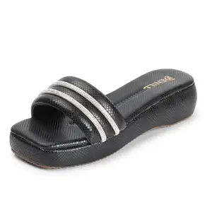 Denill Women's Vinyasa-Stone Candy Slipper (Black) Uk-7
