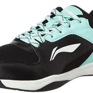 Li-Ning Ultra Speed Non-Marking Badminton Shoe|Indoor Sports|Stability Heel, Prototypical Sole, Lightweight Shoe (Black/Yucca,UK 5)