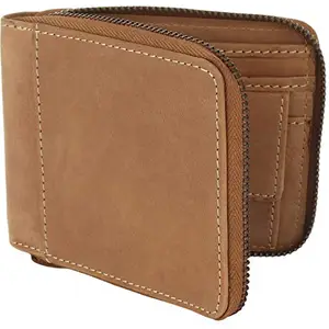 Men Brown Genuine Leather RFID Wallet 6 Card Slot 2 Note Compartment