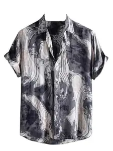 DHRUVI Trendz Men's Rayon Casual Shirt | Stylish Printed Shirts for Man | Half Sleeve | Summer Button Down Shirt's for Mans