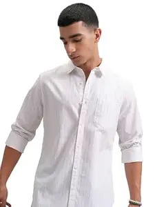 Highlander Men's Slim Fit Striped Cotton Shirt | Full Sleeves | Everyday Wear Stylish Shirt for Men