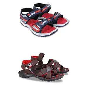 Fabbmate Men's Red and Brown Red casual Sandal 7 UK