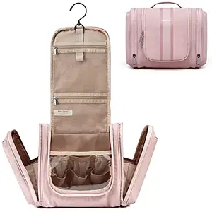 BAGSMART Hanging Travel Toiletry Bag for Women and Men (Pink)