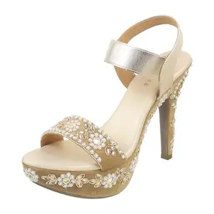 Metro Women Gold Beaded Flats Back Strap Fashion Sandals UK/4 EU/37 (54-102)