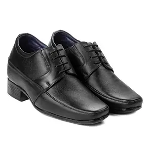 BXXY Men's 3 Inch Hidden Height Increasing Synthetic Material Black Formal Derby, Office Wear Shoes.- 5 UK