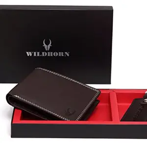 WildHorn Men Brown Genuine Leather Wallet Gift Set Combo