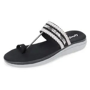 LotusFeet Extra Soft womens Flat Slippers Flip-Flops Fashion Stylish Casual Comfortable Orthopedic Lightweight Slip-on Sandals for Girls Slipper for Women Daily Use Casual Wear 36 Euro Black