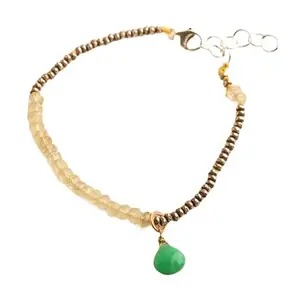 RRJEWELZ Citrine With Green Onyx bracelet for men & women - 3mm Rondelle Faceted beads - 7 Inch Adjustable with Gold plated clasp – Healing, Fashion, Gift, Spiritual, Yoga|LCBR_RR_07391