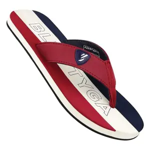 WALKAROO Men's Maroon Blue Flip Flops(BT4274) 07 UK