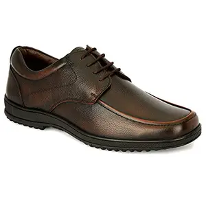 Varito Men's Brown Brsh Off Perfect Stylish Design NDM Leather Lace up Formal Shoe 10 UK