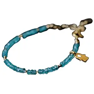 RRJEWELZ Blue Apatite Bracelet for Men & Women – 3-3.5mm Rondelle Faceted Blue Beads – 7 inch adjustable with Silver Plated Clasp – Healing, Fashion, Gift, Spiritual, Yoga|LCBR_RR_01375