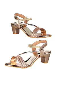 WalkTrendy Womens Synthetic Rosegold Sandals With Heels - 4 UK (Wtwhs576_Rosegold_37)