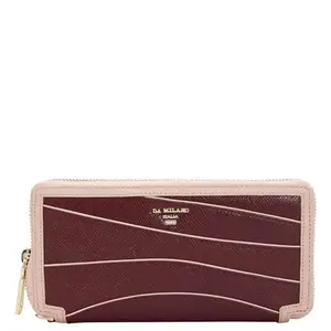 Da Milano Zip Leather Wallet for Women - Maroon