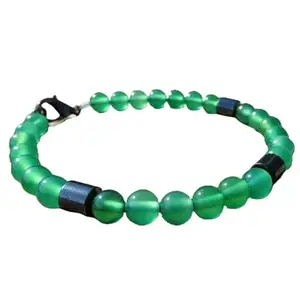 RRJEWELZ Green Onyx & Hematite bracelet for men & women - 8mm Pipe & Rond Smooth beads - 7 Inch with Black plated clasp – Healing, Fashion, Gift, Spiritual, Yoga|LCBR_RR_07751