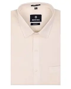 MINISTER WHITE Men’s Cotton Regular Fit Full Sleeve Liberty Cut Formal Office Wear Premium Plain Solid Business Casual Cotton Shirt Stronic