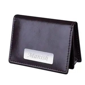The Wallet Store Personalized Premium Leather Cardholder with Name Slim Bi-Fold Design CardHolder Case Wallet for Men & Women (Brown)