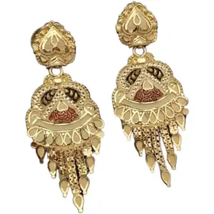 NovoLog Women's Brass Gold Plated Beautiful wear earrings (G-F-010211_Golden_2.4)