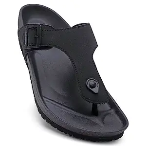 SOLETHREADS PHARAOH | Stylish | | Cushion | Bounce Back | Durable | Velvet Upper | Outdoor | Sandal |Flip Flops for men | BLACK | 7UK