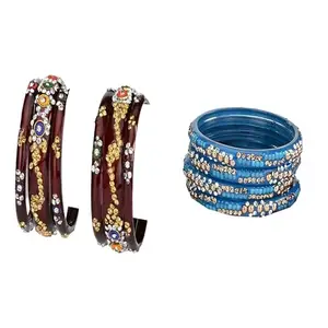Somil Elegant Combo Bangles For Women & Girls | Stylish Bangles Set For Everyday & Functions, Pack Of 10, Maroon, Blue -B512