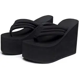 UUNDA Fashion Sandals for Women Wedge Heel Sandals Shoes Woman High Heels Ladies Sandals (black, 2)