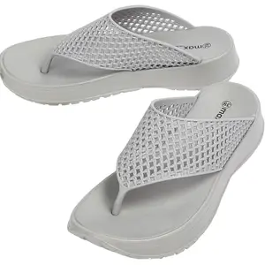 Max Women Textured Flip Flops, Grey, 37
