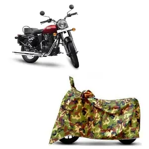 Aarav Moto Dust & Waterproof Bike Body Cover for bullat with Double Mirror Pocket jungal Green (4x4 Matty) (Royal Enfield Bullet 350)