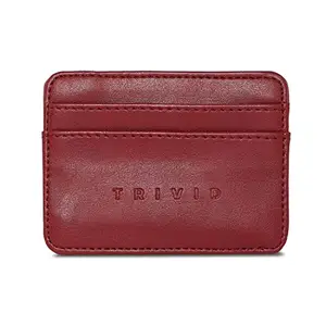 TRIVID Infinity Wallet - Stylish Vegan Leather Card Holder for Men & Women - Minimalist Design, Sustainable Fashion, Ideal for Travel, Office, & Daily Use (4 x 0.2 x 10 cm) - Maroon