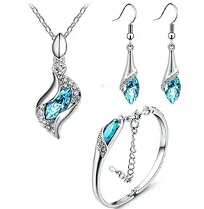 YouBella Valentine Gifts Presents Gracias Collection Crystal Jewellery Combo of Necklace Set/Pendant Set with Earrings and Bracelet for Girls and Women