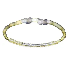 Lady Works Unisex Bracelet Citrine 3.5mm Rondelle Shape Faceted Cut Gemstone Beads 7 Inch Adjustable Gold Plated Clasp Bracelet| Lcbr_02106