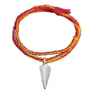 FOURSEVEN Jewellery 925 Sterling Silver Silver Talon Pendant with Wrap Around Moli Rakhi Bracelet for Men & Women (Raksha Bandhan Rakhi for Brother with Roli Chawal)