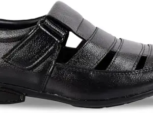 MLTC Leather Sandals for Men|Casual Sandal for Men| Trendy Fisherman Sandal (207-BLK-9)