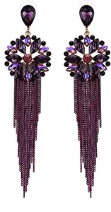 YouBella Jewellery Earrings For Women Crystal Tassel Handmade Earrings For Girls And Women (Purple)