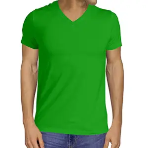 Pooplu Men's Regular Fit Premium Plain 100% Cotton V Neck Half Sleeves Multicolour Pootlu T Shirt. Casual, Stylish, Trending, Symbol Tshirts.(Oplu_Green_XX-Large)