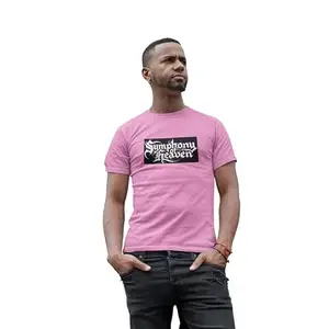 Streetfluencer Men’s Soft Printed Cotton Round Neck Half Sleeve T-Shirt with Regular Fit Pink