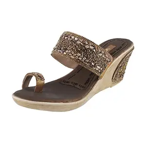 Metro Women's Gold Fashion Sandals-7 UK (40 EU) (54-2468)