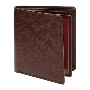 LOUIS STITCH Men's Ruby Red Italian Saffiano Leather Wallet RFID Blocking Card Holder Multiple Slots Handcrafted Premium Wallets for Men Boys (Goel)