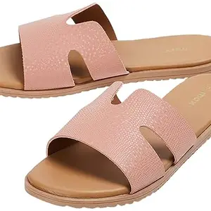 Max Women Textured Flat Sandals Pink 4 Kids UK (SU23WFFS5011PINK)