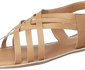 Amazon Brand - Symbol Women's Beige Flat Sandal-6 Kids UK (AZ-WS-07)