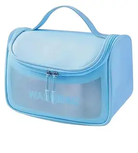 Cosmetic Wash Bag, Toiletry Organiser Bag with Handle, 30 cm (Light Blue)