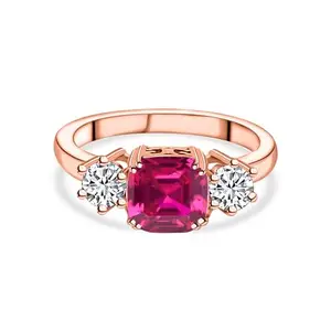 Ornate Jewels 925 Silver 18K Rose Gold Plated Red Ruby Meghan Markle Ring for Women & Girls | With Certificate of Authenticity and 925 Stamp | Life-time Warranty*(Size-11)