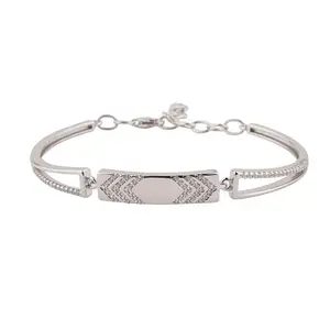 BHAVANI JEWELLERS 925 Sterling Silver Chevron Adjustable Ladies Kada Bracelet – Timeless Design, Durable Build, Perfect Fit, Hypoallergenic Jewelry for Women, Gift-Ready Packaging | valentine's day gifts